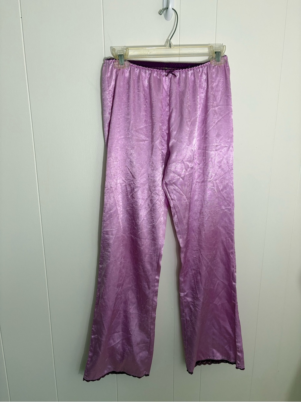 Candie's  Satin Lounge Pants with Deep Purple Trim